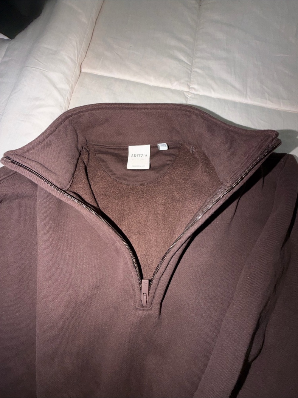 Aritzia Zip-Front Sweater in Chocolate Brown